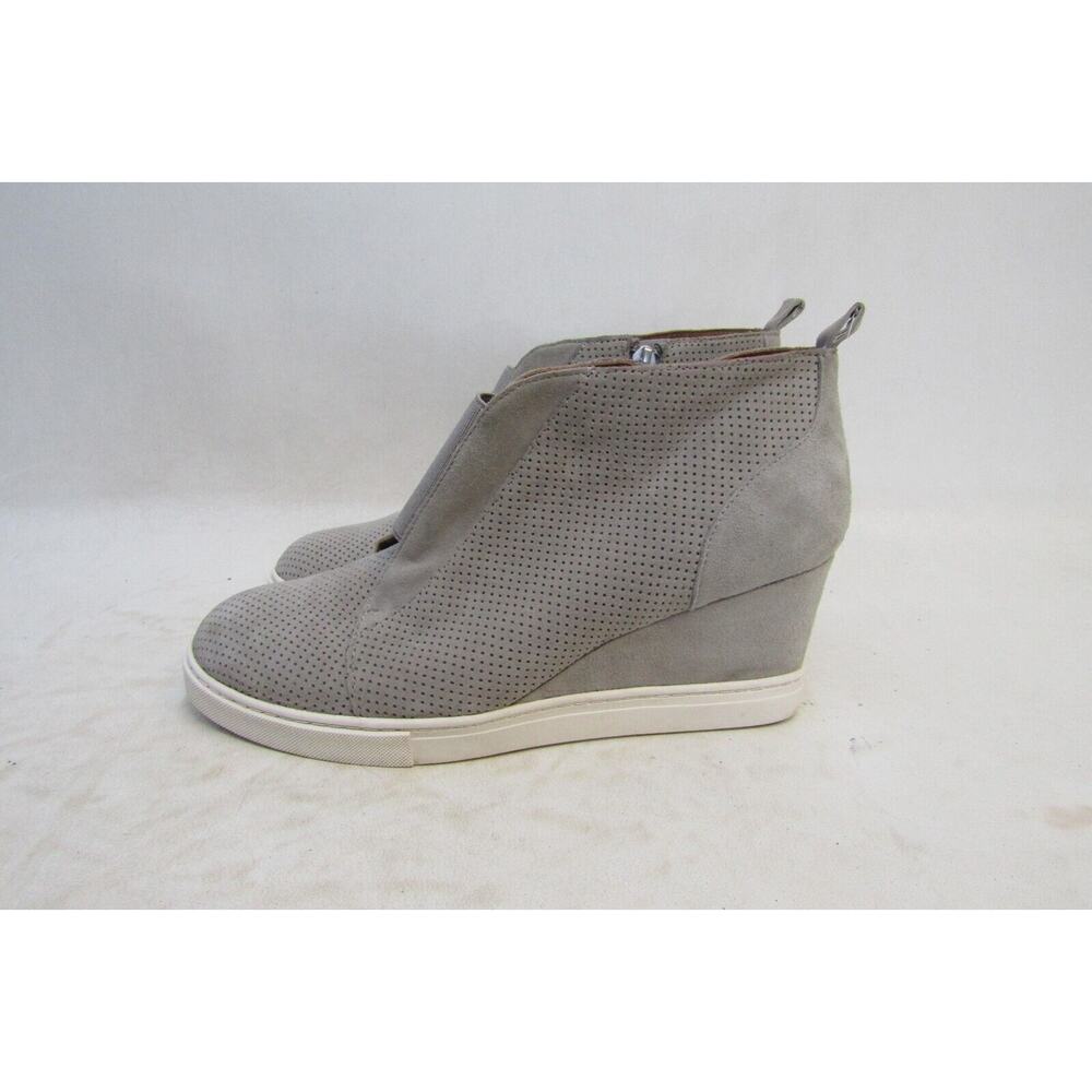 L. Paolo Womens Sz 7.5 M Gray Suede Wedge Zip Ankle Fashion Boots